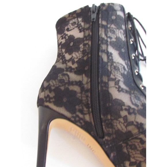 Women's Designer I N C Black Lace Pointy Toe Silletto Heel Ankle Boots 8.5 M - Picture 9 of 15